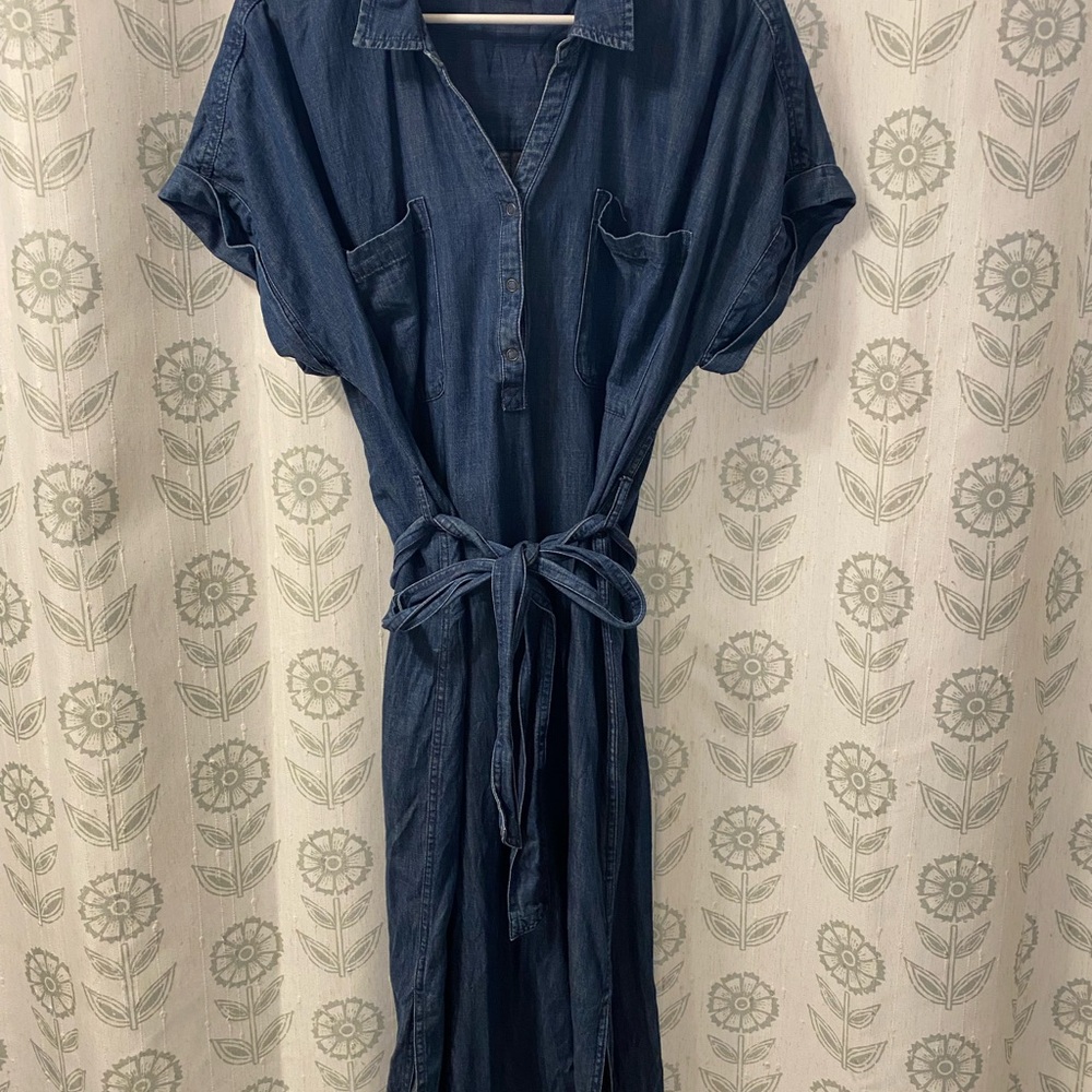 Denim Women's Dress with tie waist